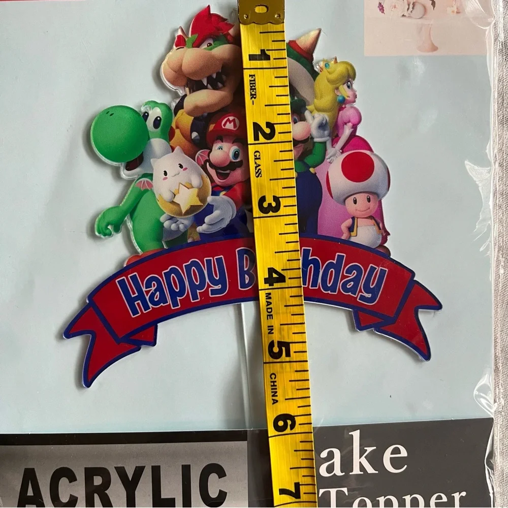 Super Mario & Friends game series Happy Birthday Acrylic cake topper, new